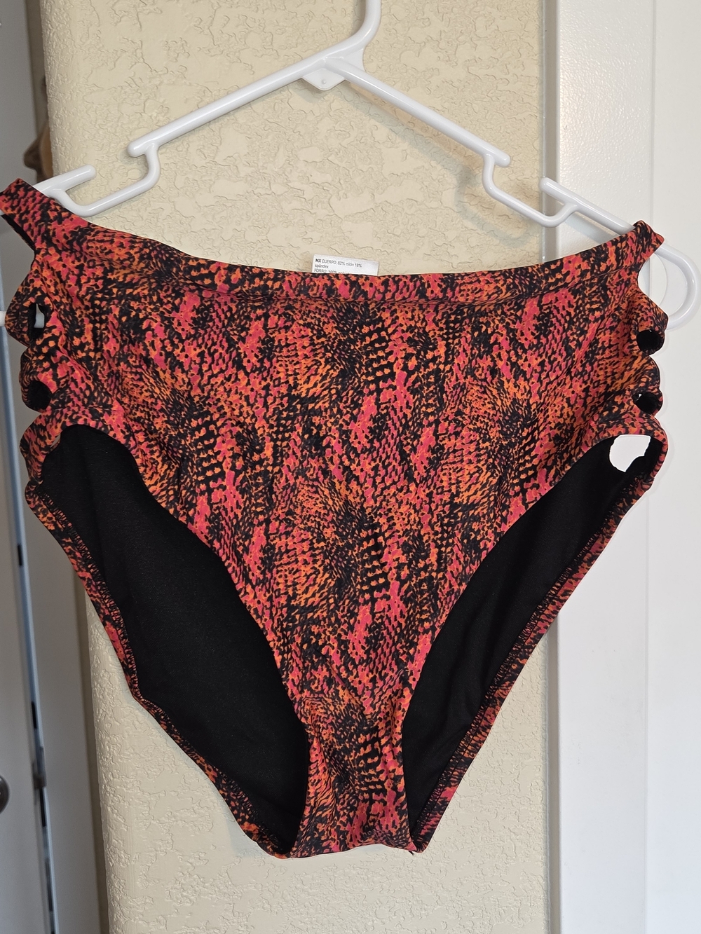 Bar III High-Waist Bikini Bottom in Neon Pink & Orange Snake Print